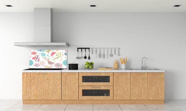 Achterwand keuken Bloemen en vogels