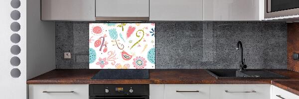 Achterwand keuken Bloemen en vogels
