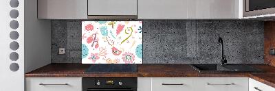 Achterwand keuken Bloemen en vogels