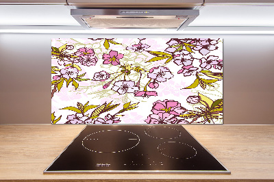 Glazen achterwand keuken Kersenbloesems