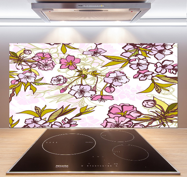 Glazen achterwand keuken Kersenbloesems