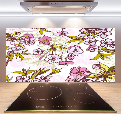 Glazen achterwand keuken Kersenbloesems