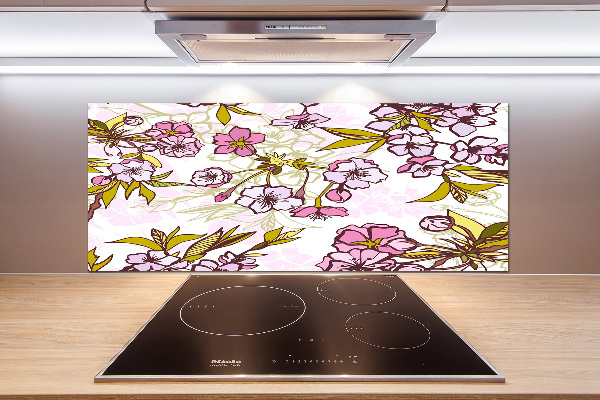 Glazen achterwand keuken Kersenbloesems