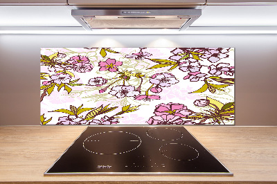 Glazen achterwand keuken Kersenbloesems