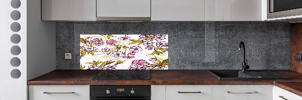 Glazen achterwand keuken Kersenbloesems