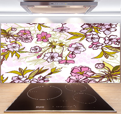 Glazen achterwand keuken Kersenbloesems