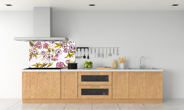 Glazen achterwand keuken Kersenbloesems