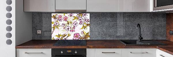 Glazen achterwand keuken Kersenbloesems