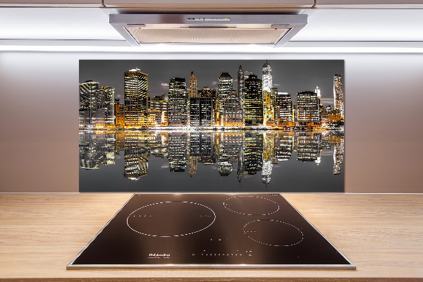 Spatscherm keuken New York 's nachts