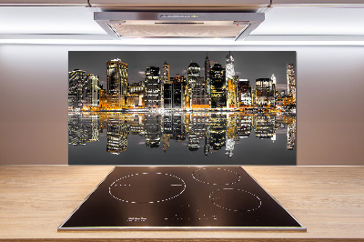 Spatscherm keuken New York 's nachts