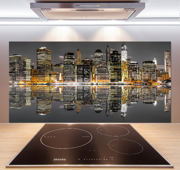 Spatscherm keuken New York 's nachts
