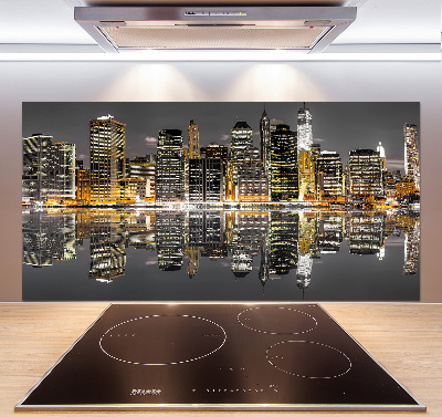 Spatscherm keuken New York 's nachts