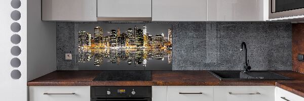 Spatscherm keuken New York 's nachts