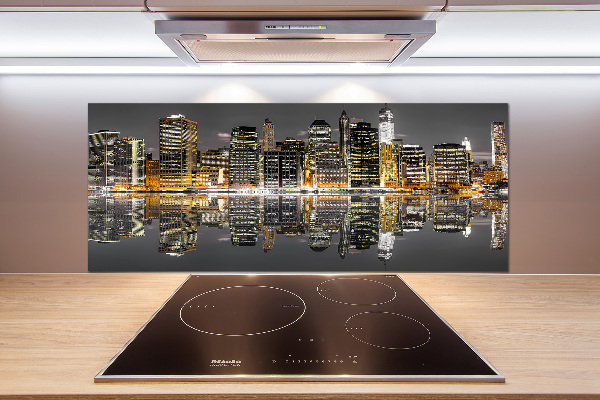 Spatscherm keuken New York 's nachts