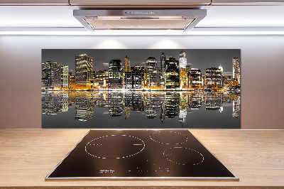 Spatscherm keuken New York 's nachts