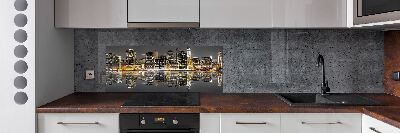 Spatscherm keuken New York 's nachts