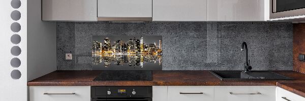 Spatscherm keuken New York 's nachts