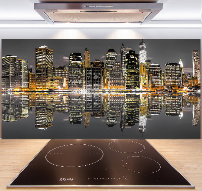 Spatscherm keuken New York 's nachts