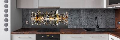 Spatscherm keuken New York 's nachts