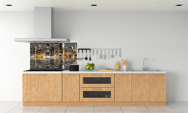 Spatscherm keuken New York 's nachts