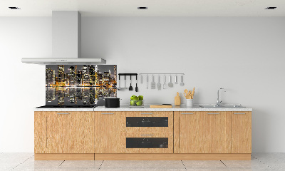 Spatscherm keuken New York 's nachts