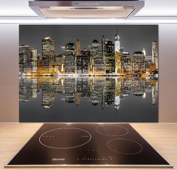 Spatscherm keuken New York 's nachts