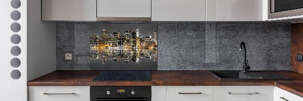 Spatscherm keuken New York 's nachts