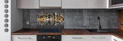Spatscherm keuken New York 's nachts