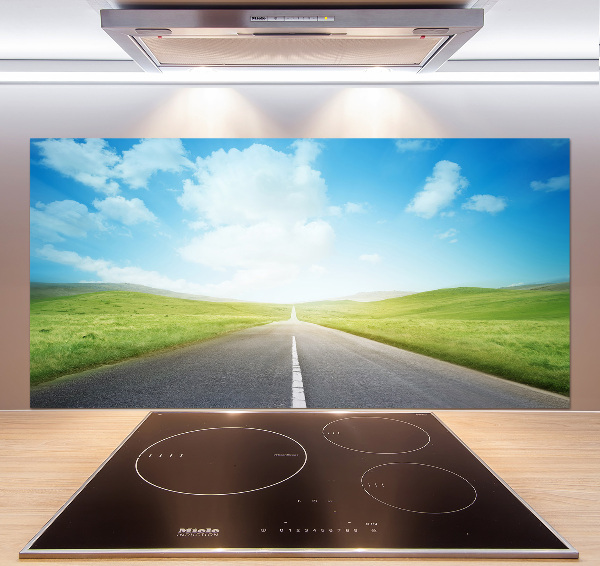 Spatplaat keuken De weg door de weide