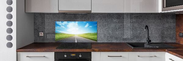Spatplaat keuken De weg door de weide