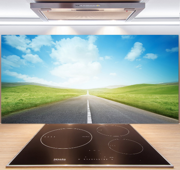 Spatplaat keuken De weg door de weide