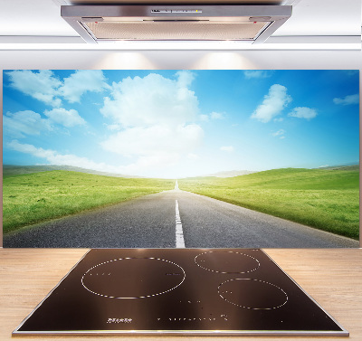 Spatplaat keuken De weg door de weide
