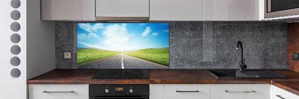 Spatplaat keuken De weg door de weide
