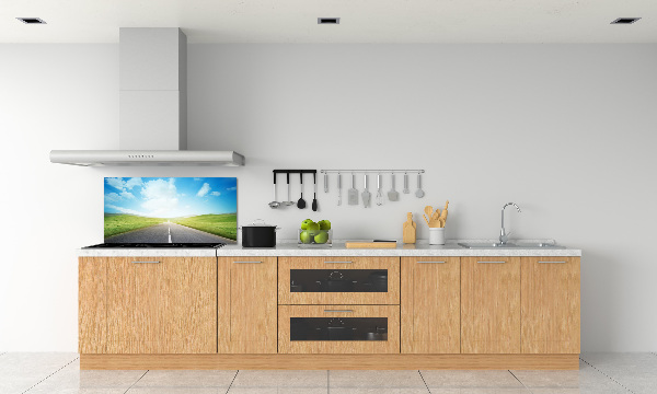 Spatplaat keuken De weg door de weide