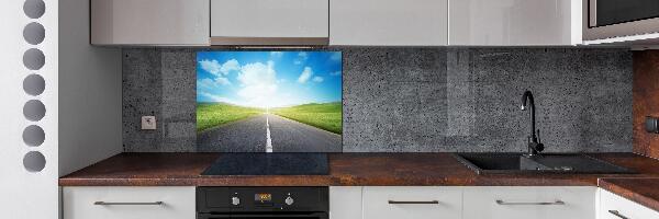 Spatplaat keuken De weg door de weide