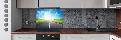 Spatplaat keuken De weg door de weide