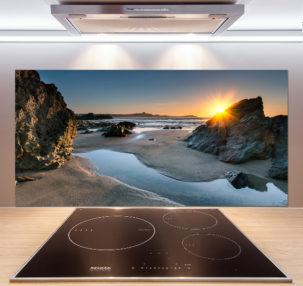 Glazen achterwand keuken Rotsen op het strand