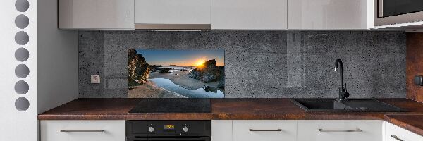 Glazen achterwand keuken Rotsen op het strand