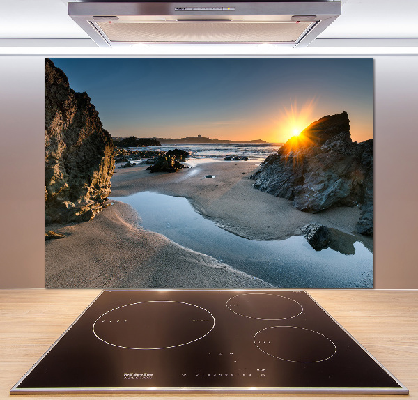 Glazen achterwand keuken Rotsen op het strand