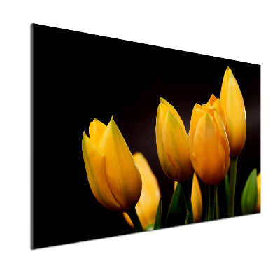 Spatscherm keuken Gele tulpen