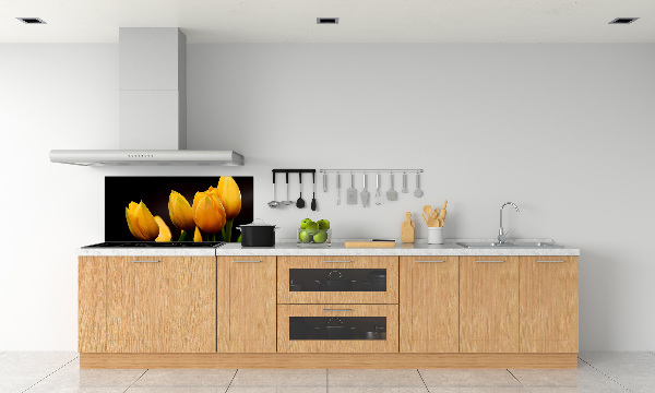 Spatscherm keuken Gele tulpen