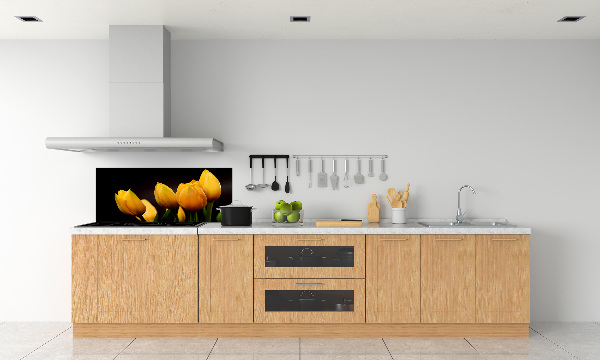 Spatscherm keuken Gele tulpen