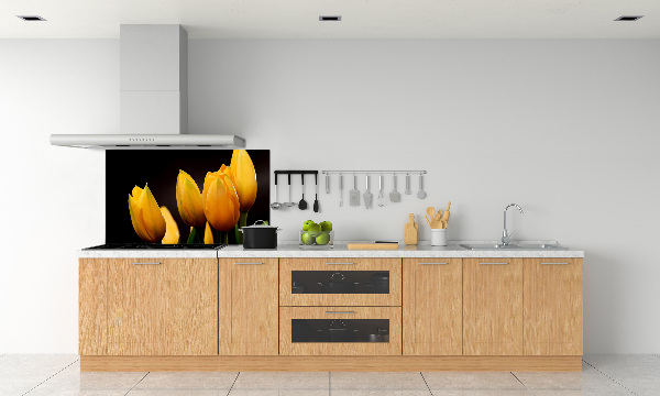 Spatscherm keuken Gele tulpen