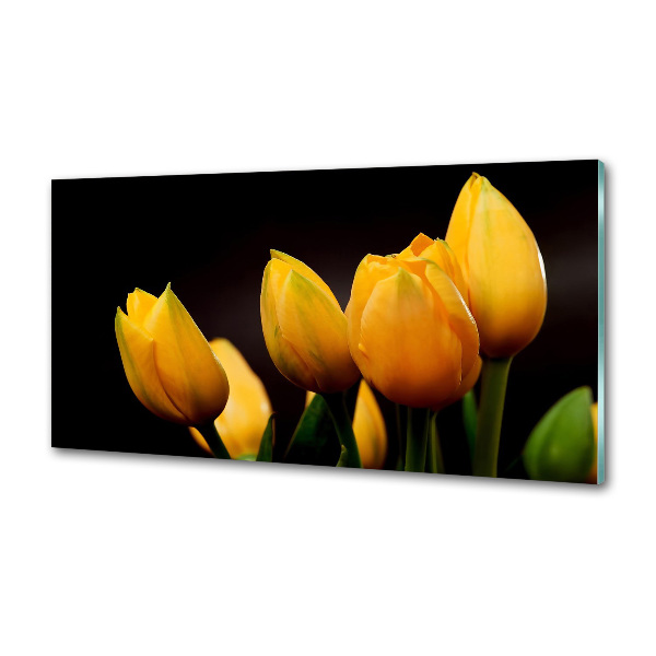 Spatscherm keuken Gele tulpen