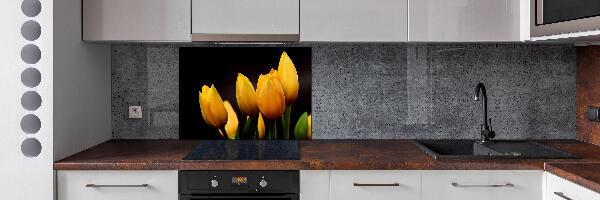 Spatscherm keuken Gele tulpen