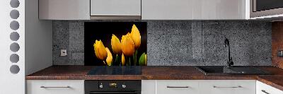 Spatscherm keuken Gele tulpen