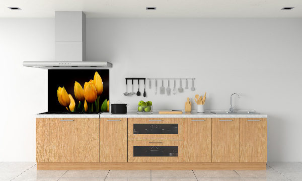 Spatscherm keuken Gele tulpen
