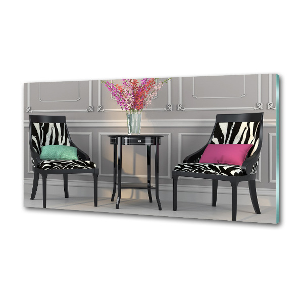 Spatscherm keuken Twee stoelen