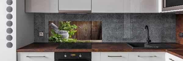 Spatplaat keuken Kruiden in een vijzel