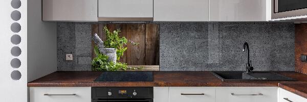 Spatplaat keuken Kruiden in een vijzel
